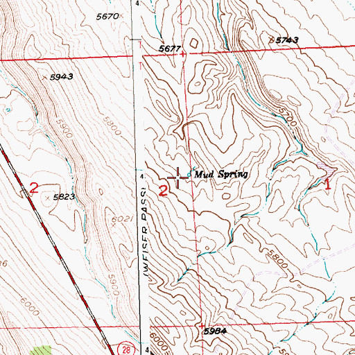 Topographic Map of Mud Spring, WY