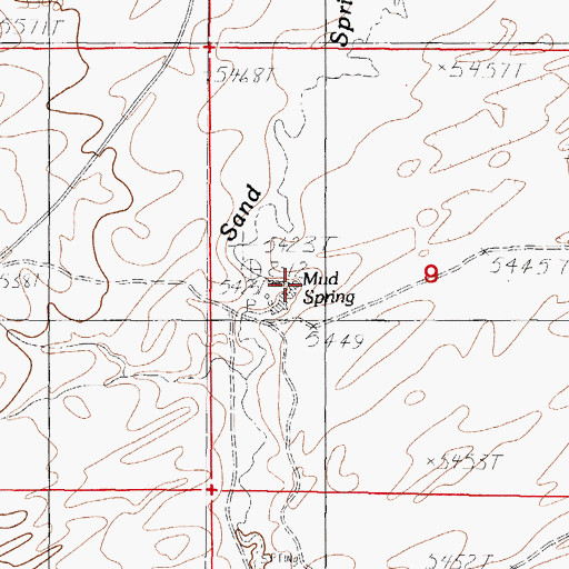 Topographic Map of Mud Spring, WY