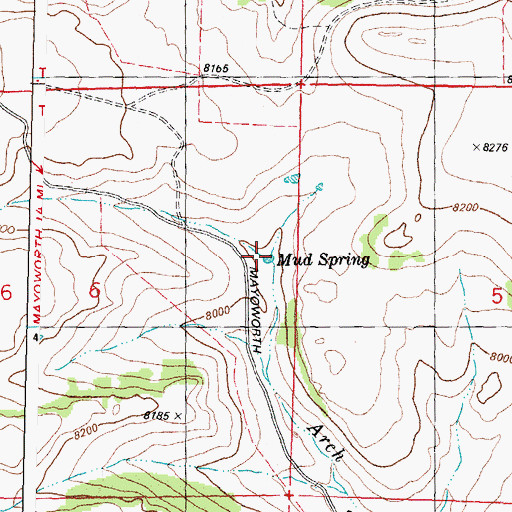 Topographic Map of Mud Spring, WY