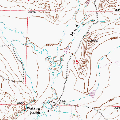 Topographic Map of Mud Spring Draw, WY