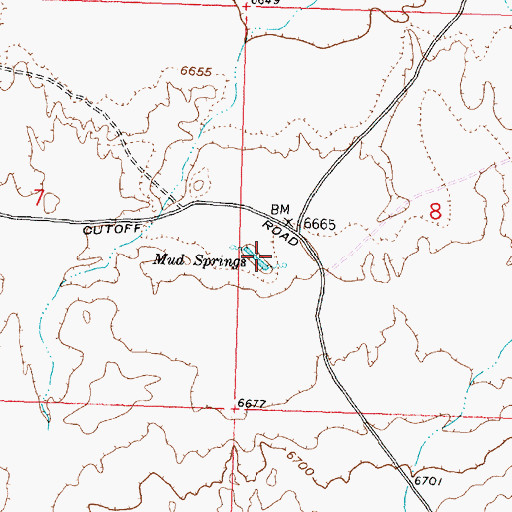 Topographic Map of Mud Springs, WY