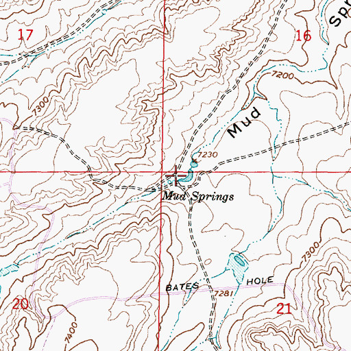 Topographic Map of Mud Springs, WY
