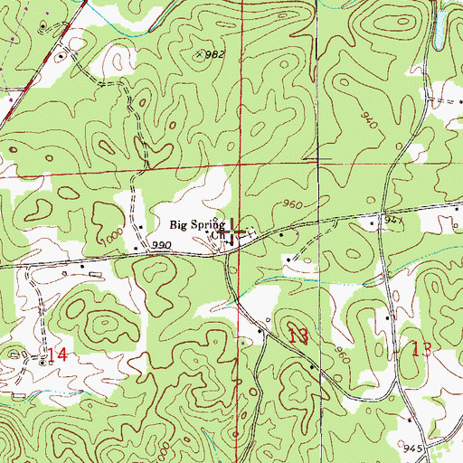 Topographic Map of Big Spring Church, AL