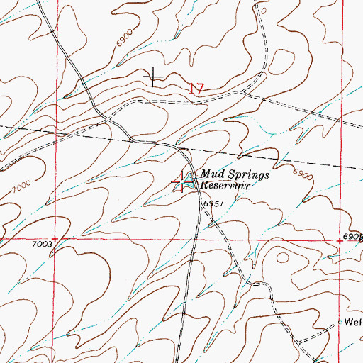 Topographic Map of Mud Springs Reservoir, WY