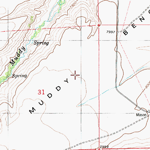 Topographic Map of Muddy Bench, WY