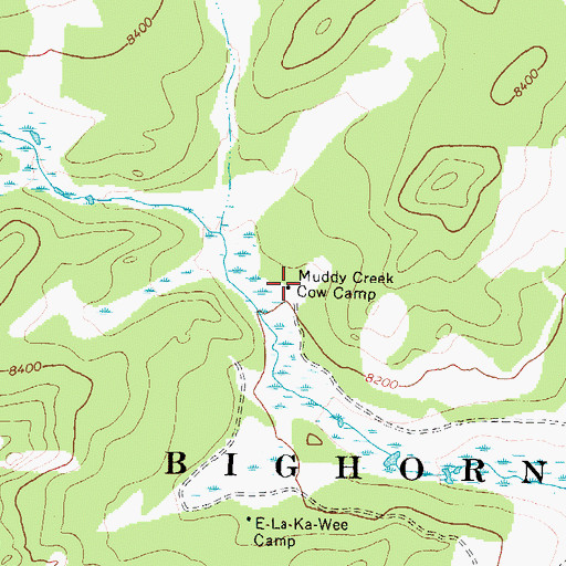 Topographic Map of Muddy Creek Cow Camp, WY