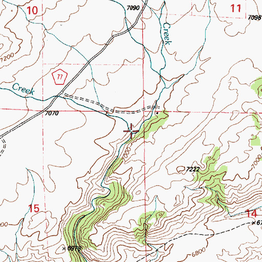 Topographic Map of Muddy Ford Creek, WY