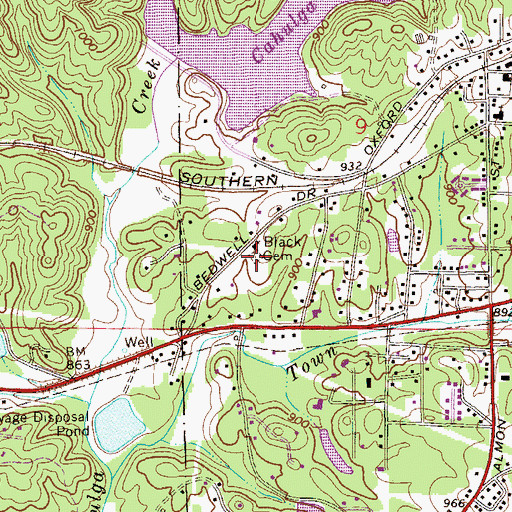 Topographic Map of Black Cemetery, AL