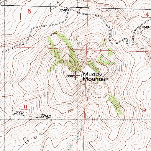 Topographic Map of Muddy Mountain, WY