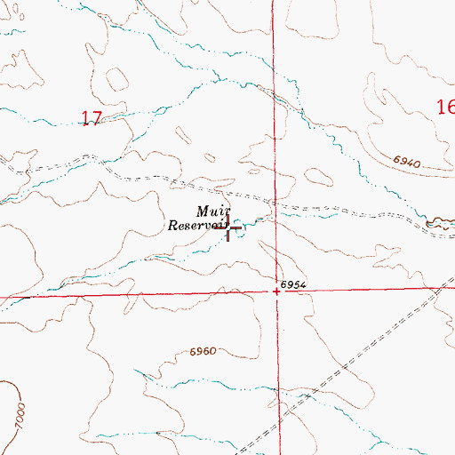 Topographic Map of Muir Reservoir, WY