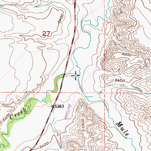 Topographic Map of Mule Creek, WY