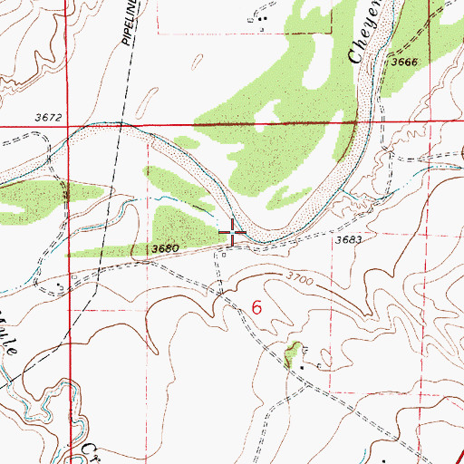 Topographic Map of Mule Creek, WY