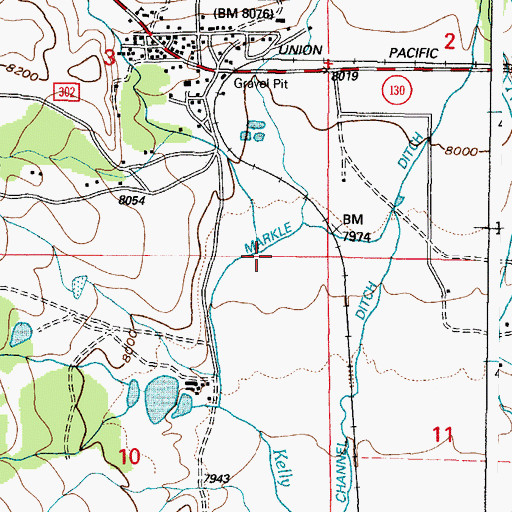 Topographic Map of Mullen Creek, WY