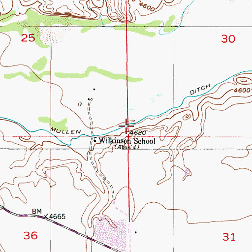 Topographic Map of Mullen Ditch, WY