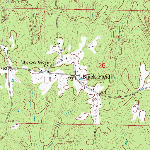 Topographic Map of Black Pond, AL