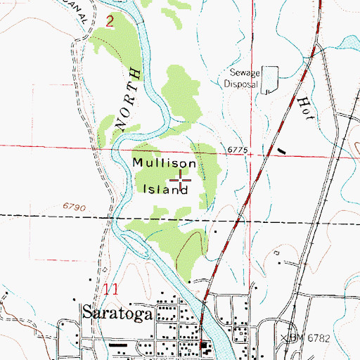 Topographic Map of Mullison Island, WY