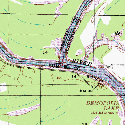 Topographic Map of Black Warrior River, AL