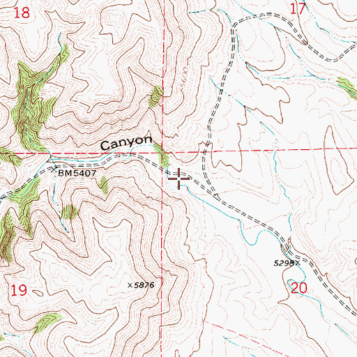 Topographic Map of Muskrat Canyon, WY