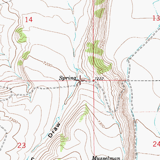 Topographic Map of Musselman Draw, WY