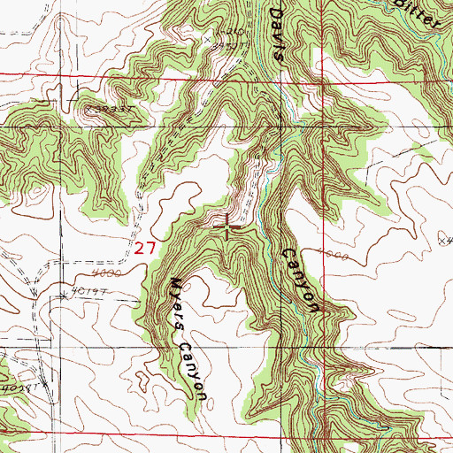 Topographic Map of Myers Canyon, WY
