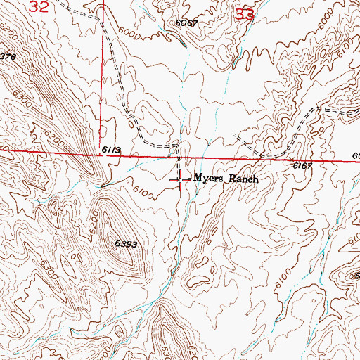 Topographic Map of Myers Ranch, WY
