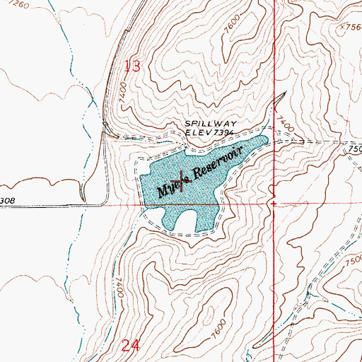 Topographic Map of Myers Reservoir, WY