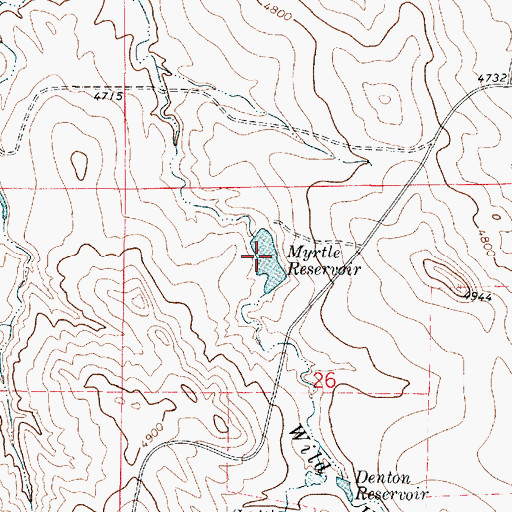 Topographic Map of Myrtle Reservoir, WY