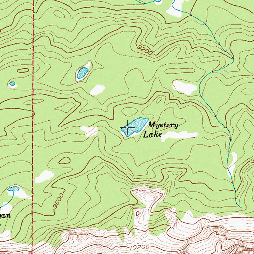 Topographic Map of Mystery Lake, WY