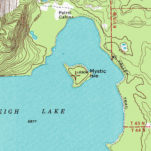 Topographic Map of Mystic Isle, WY