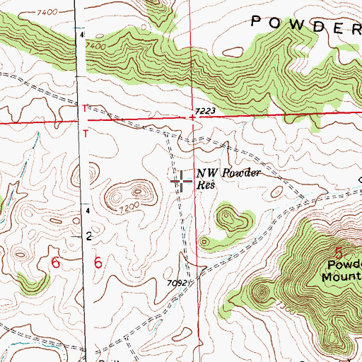Topographic Map of Northwest Powder Reservoir, WY