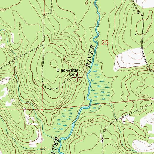 Topographic Map of Blackwater Cemetery, AL