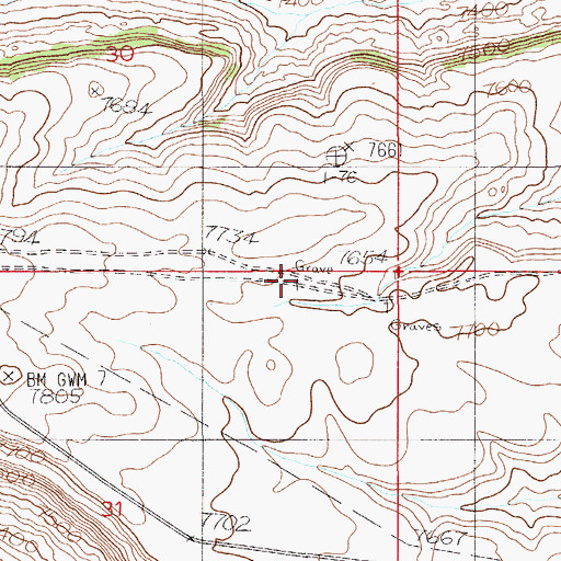 Topographic Map of Nancy Hill Grave, WY