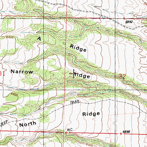 Topographic Map of Narrow Ridge, WY