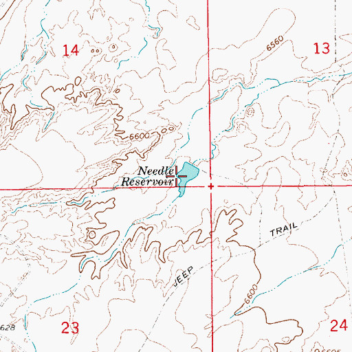 Topographic Map of Needle Reservoir, WY