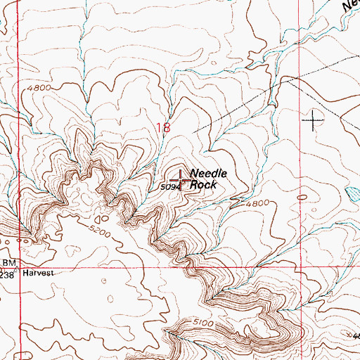 Topographic Map of Needle Rock, WY
