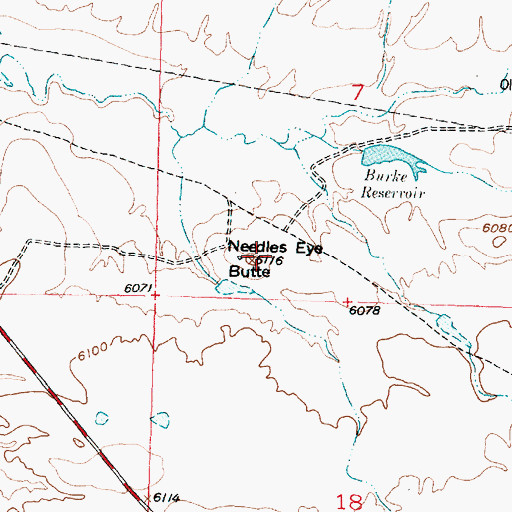 Topographic Map of Needles Eye Butte, WY