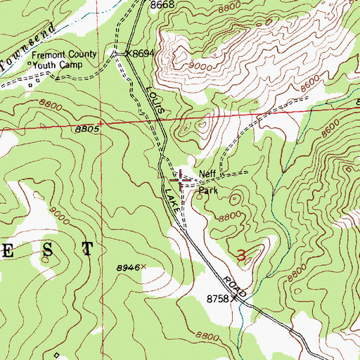 Topographic Map of Neff Park, WY