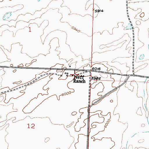 Topographic Map of Neff Ranch, WY