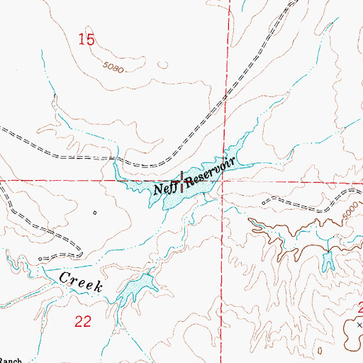 Topographic Map of Neff Reservoir, WY