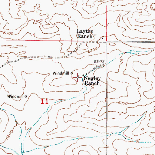 Topographic Map of Negley Ranch, WY