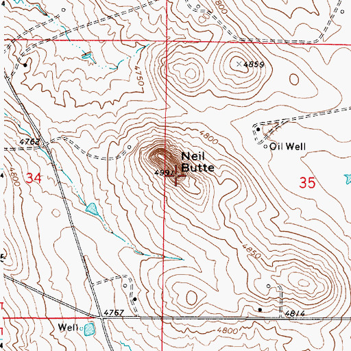 Topographic Map of Neil Butte, WY