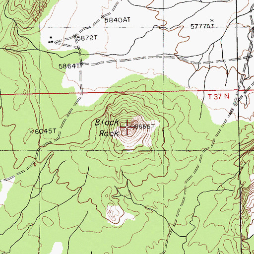 Topographic Map of Black Rock, AZ