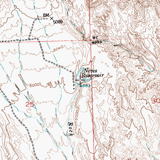 Topographic Map of Neves Reservoir, WY