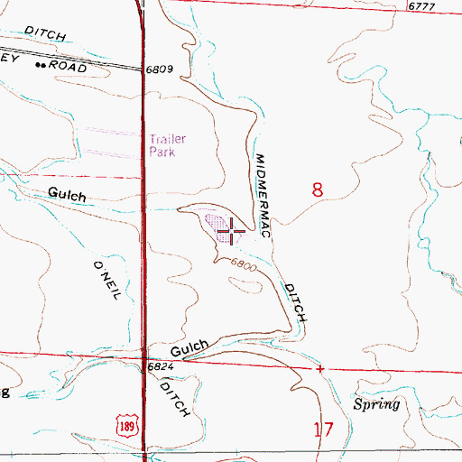 Topographic Map of New Spring Gulch, WY