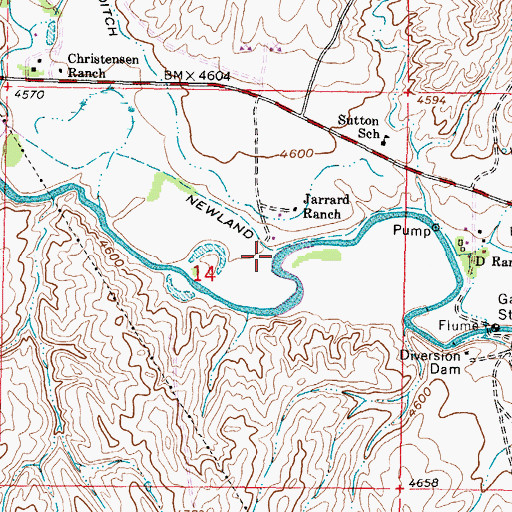 Topographic Map of Newland Ditch, WY