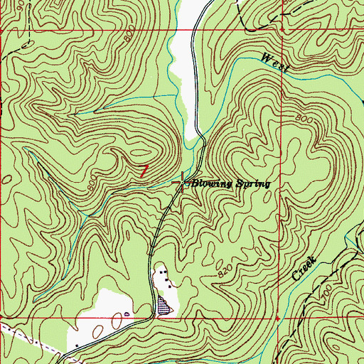 Topographic Map of Blowing Spring, AL