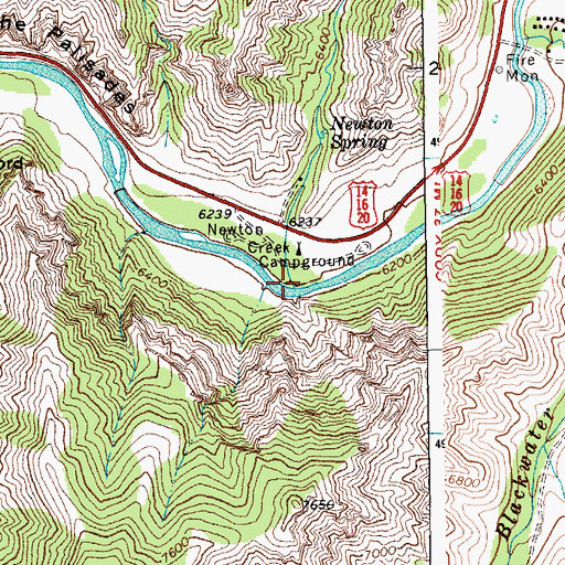 Topographic Map of Newton Creek, WY