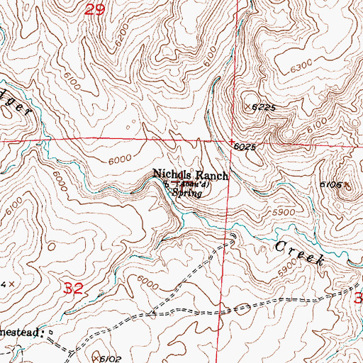 Topographic Map of Nichols Ranch, WY