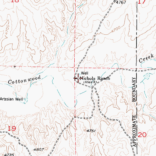 Topographic Map of Nichols Ranch, WY