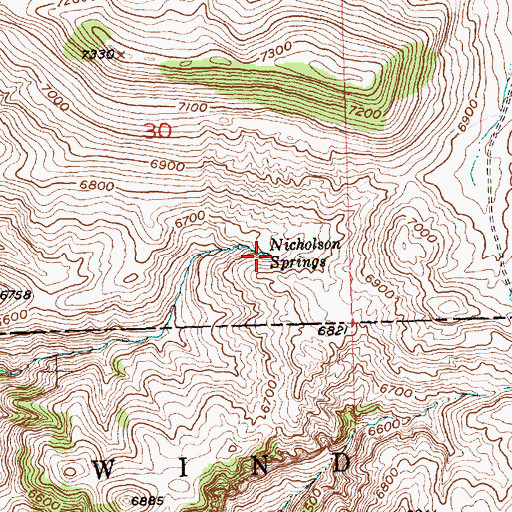 Topographic Map of Nicholson Springs, WY